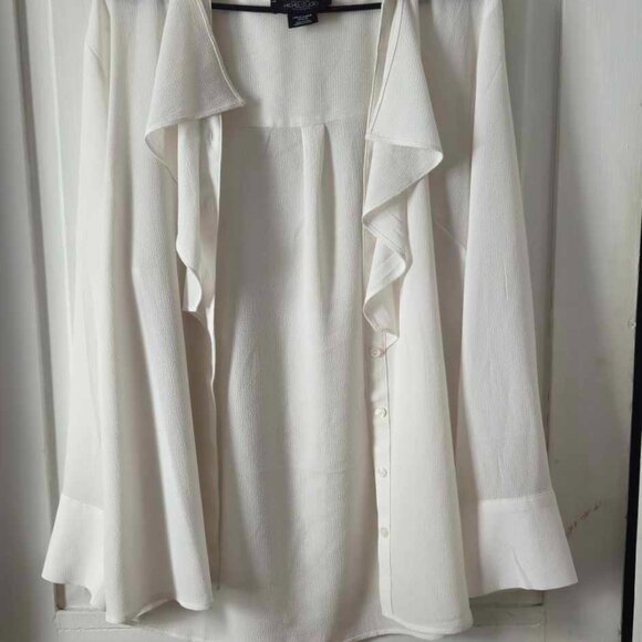 White Duster Lightweight Michel Studio Blazer Sz 18 - Picture 2 of 5